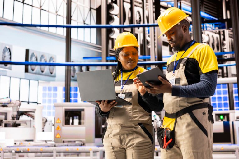 Engineers Optimizing Automated Factory Systems